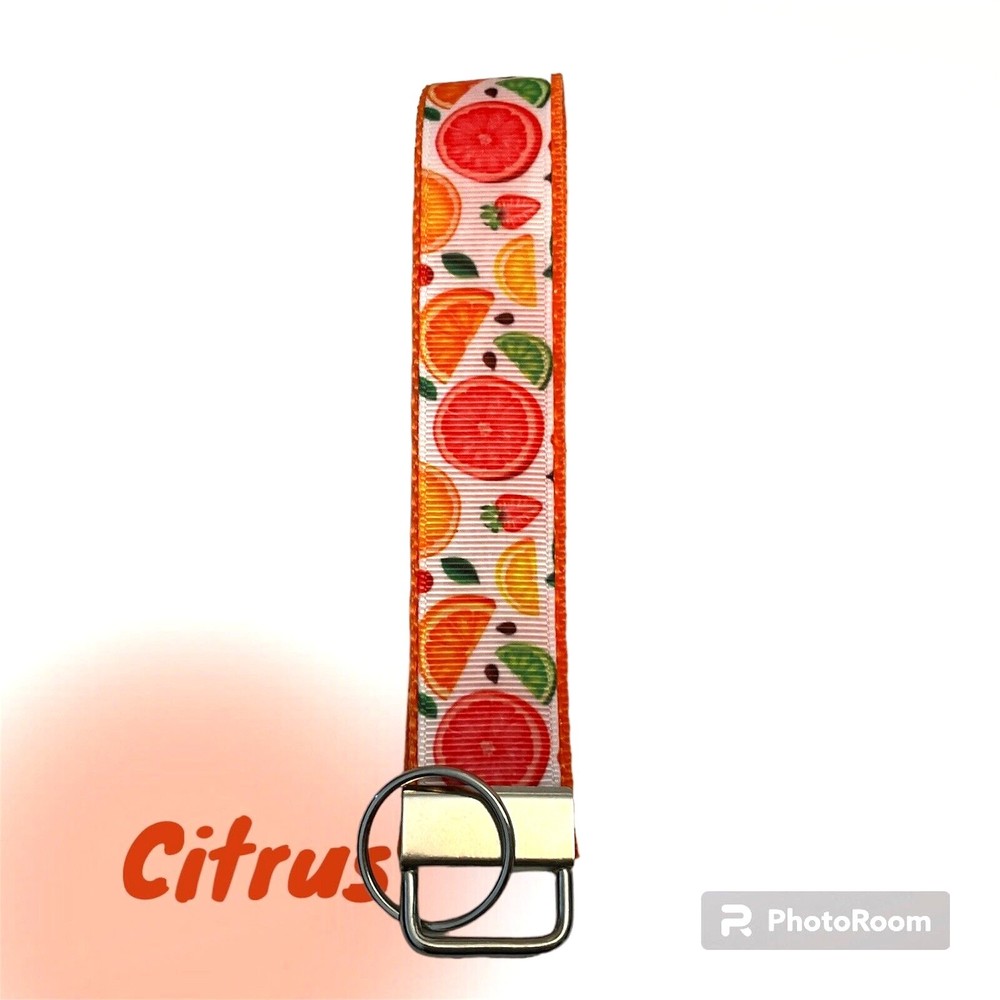 Citrus Theme Key Fob Wristlet Keychain Cane strap handmade